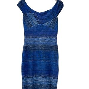 Guess Ladies Sleeveless‎ Off-the-Shoulder Dress; Blue Multi; Size M